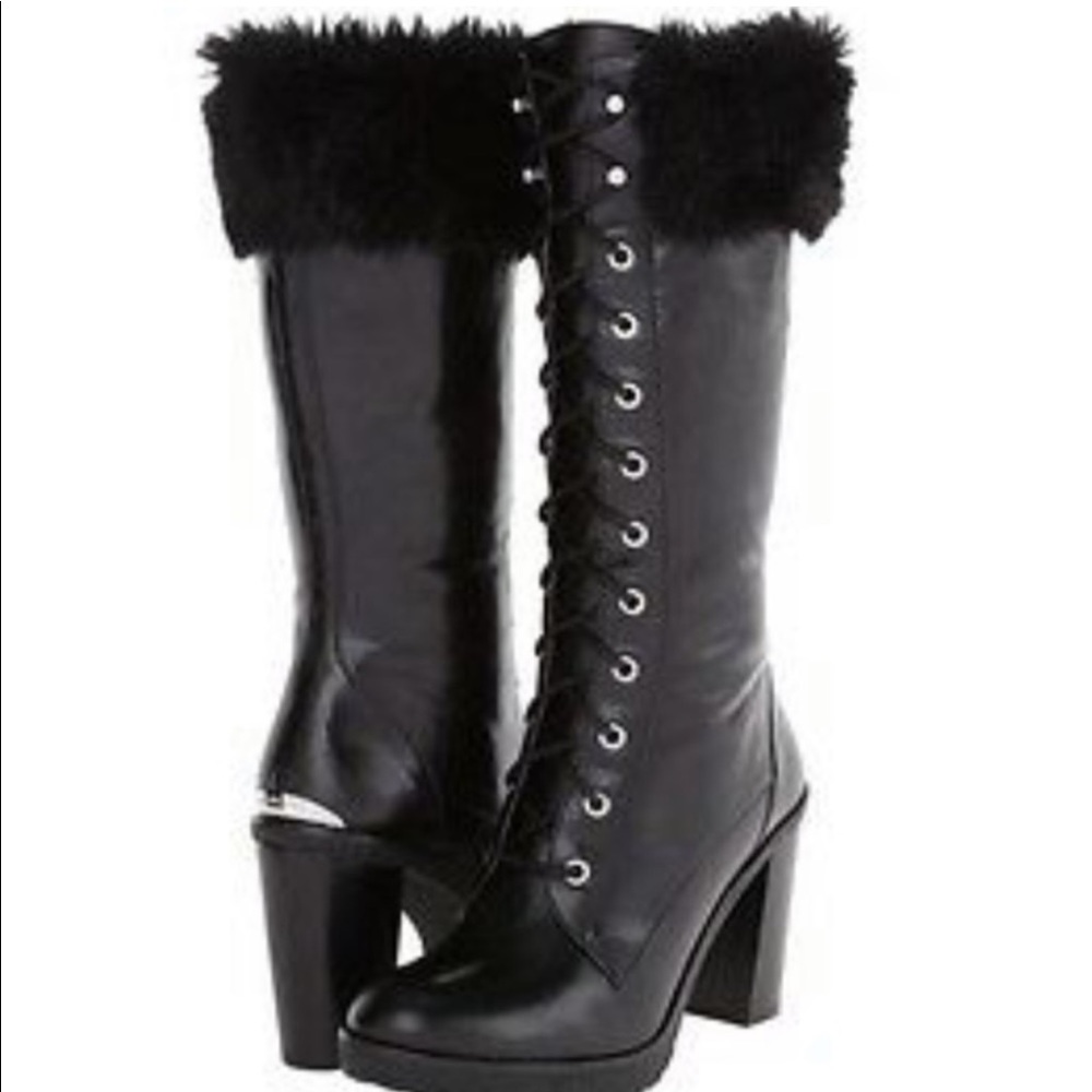 MICHAEL KORS KIM LACE UP FAUX FUR BOOT - 9